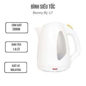 Bình - Ấm đun nước siêu tốc Benny BJ17 (BJ-17) - 1.7 lít, 2000W