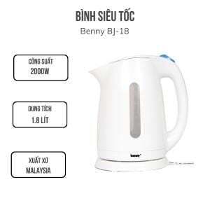 Bình - Ấm đun nước siêu tốc Benny BJ18 (BJ-18) - 1.7 lít, 2000W