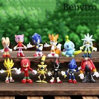 Benytro 12 Nhân Vật Hành Động Sonic, PVC Để Bàn Trang Trí Trò Chơi Nhân Vật Mô Hình, Sưu Tập Đồ Chơi Sonic Thực Tế Búp Bê Sonic