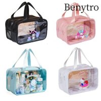 Benytro Túi đựng mỹ phẩm, Túi vệ sinh PVC Kuromi, Túi lưu trữ tách khô và ướt Hello Kitty chống nước