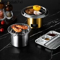 Bếp cắm trại bằng thép không gỉ SHENGDA, Bếp nướng Mini chống rỉ sét, Bếp nướng bền đa chức năng / bạc Lửa trại