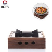 Bếp Chắc Chắn RGFV, Bếp Nướng Vuông Di Động, Nồi Khô Hầm Lò Nướng BBQ Bằng Gỗ Đa Năng Ngoài Trời