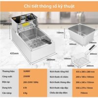 Bếp chiên nhúng điện sunny 6L, 12L inox cao cấp, chiên ngập dầu, bảo hành 12 tháng