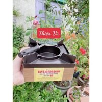 Bếp cồn mini dã ngoại đủ size, Bếp cồn gang đế gỗ Vạn lợi tiện dùng mang đi du lịch