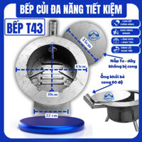 Bếp Củi Không Khói Tròn T35cm Thông Minh,Bếp Củi Luộc Bánh Chưng, Bếp Củi Không Đen Nồi + Khay tro + Ống Khói Chéo + Nắp