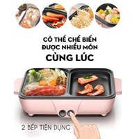 Bếp Điện 2 Ngăn Bếp Điện Lẩu Nướng 2In1 Bếp Sinh Viên Gia Đình 1-3 Người