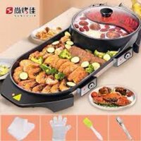 Bếp điện đa năng, bếp nướng và lẩu 2 trong 1 Hongshuangxi chính hãng an toàn.