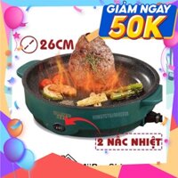 Bếp điện mini đa năng chảo nướng điện hàn quốc vân đá chống dính cao cấp Shanban 2 nấc nhiệt size 26 MiibooShi TQ655551