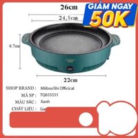 Bếp điện mini đa năng chảo nướng điện hàn quốc vân đá chống dính cao cấp Shanban 2 nấc nhiệt size 26 MiibooShi TQ655551