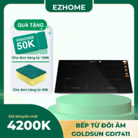 Bếp điện từ đôi âm Goldsun GDI7411 công suất 4000W điều khiển cảm ứng trượt, khóa an toàn trẻ em, lắp đặt dễ dàng