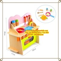 Bếp đồ chơi nấu ăn bằng gỗ an toàn ( loại to)