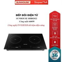 BẾP ĐÔI ĐIỆN TỪ SUNHOUSE SHB82022  - Booster nấu nhanh - 9 mức chỉnh, có tính năng slow cook - Mặt kính nguyên khối