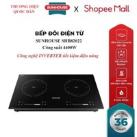 BẾP ĐÔI ĐIỆN TỪ SUNHOUSE SHB82022  - Booster nấu nhanh - 9 mức chỉnh, có tính năng slow cook - Mặt kính nguyên khối