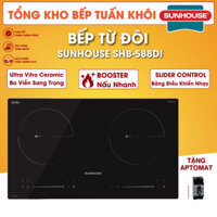 BẾP ĐÔI ĐIỆN TỪ SUNHOUSE SHB-588DI, Mặt kính cao cấp Ultra Vitro Ceramic bo viền sang trọng BOOSTER nấu nhanh chóng
