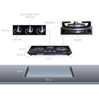 Bếp ga âm Malloca GHG 733B NEW 3 vùng nấu cao cấp,Đánh lửa IC,Ngắt ga tự động