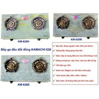 Bếp ga đôi kiếng cường lực đầu đốt đồng KAMACHI KM-626 màu H/E/M