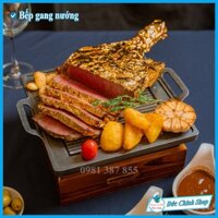 Bếp Gang Cồn, Bếp Gang Nướng Beefsteak, Đĩa Gang Lót Gỗ