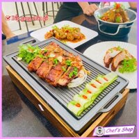 BẾP GANG NƯỚNG BEEFSTEAK, BẾP NƯỚNG CHÂN GỖ