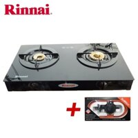 Bếp gas 6 tấc Rinnai RV-6 Double Glass B, Chén đồng có đầu hâm tiết kiệm gas - Hàng chính hãng - BếpBộ Dây Van