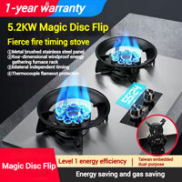 Bếp gas âm 5.2KW 2 nắp gập, bếp gas âm bằng thép không gỉ, có thể hẹn giờ tắt bếp gas