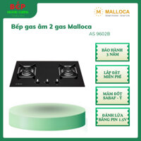 Bếp Gas Âm Malloca AS 9602B – Kiềng Gang Đúc, Kính Đen 8mm, Công Suất 4.6–4.0kW, Linh Kiện Ý