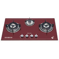 Bếp gas âm Malloca AS930R 3 vùng nấu, có hẹn giờ màu đỏ bordeaux