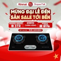 Bếp gas âm Rinnai RVB-220G(BG) mặt bếp kính và kiềng bếp gang - Hàng chính hãng.