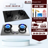 Bếp Gas Đôi 10 Đầu Đốt, Có Thể Lật, Có Hẹn Giờ Tự Động Ngắt, Thiết Kế Kính Cường Lực Sang Trọng