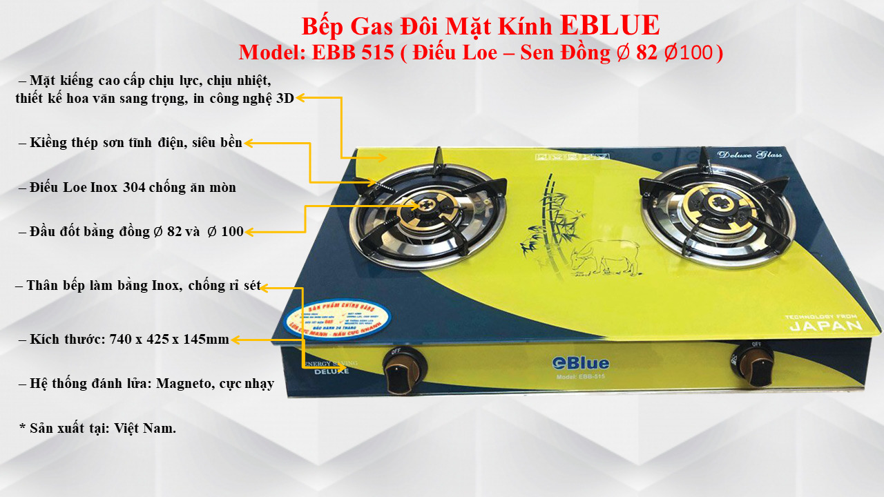 Bếp gas đôi eBlue EBB515