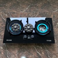 Bếp Gas Đôi GZ499 Mặt Kính ,9 Đầu Đốt DHT HOME Lắp Được Cả Âm Lẫn Dương Có Kiềng Chắn Gió,Hẹn Giờ Ngắt Gas Tự Động