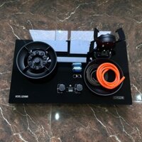 Bếp Gas Đôi GZ599 Mặt Kính,10 Đầu Đốt DHT HOME Lắp Được Cả Âm Lẫn Dương Có Kiềng Chắn Gió, Hẹn Giờ Ngắt Gas Tự Động
