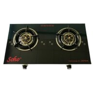 Bếp gas đôi mặt kính SOHO - 65GLS toàn thân inox, Kiềng Chắn gió siêu dầy, hoa sen đốt bằng đồng thau đúc nguyên khối.
