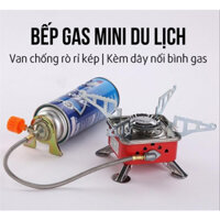 Bếp gas du lịch dã ngoại mini gấp gọn, có lồng chắn gió