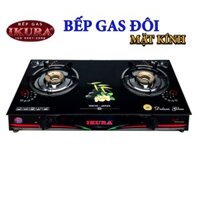 Bếp Gas Dương Đôi IKURA IV-909 Bền Và Tiết kiệm gas, Mặt kính hoa văn lá tre