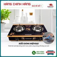 BẾP GAS DƯƠNG KÍNH SUNHOUSE SHB3226, BẾP GA SUNHOUSE SHB3226, KÍNH CHỊU LỰC, TẠO TIA LỬA NHANH, HỌNG THÉP KHÔNG GỈ