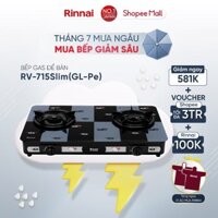 Bếp gas dương Rinnai RV-715Slim(GL-Pe) mặt bếp kính và kiềng bếp men - Hàng chính hãng.