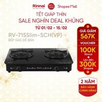 Bếp gas dương Rinnai RV-715Slim-SCH(VP) mặt bếp kính SCHOTT và kiềng bếp men - Hàng chính hãng.