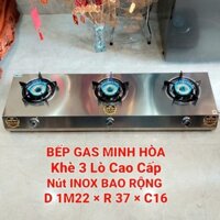 Bếp gas khè 3 lò cao cấp dài 1m22 《Kiềng Thép Dày 5 chân không bị rĩ , đặt nồi nào cũng được 》 New