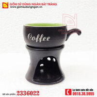 Bếp hâm nóng cafe bằng sứ men đen lòng xanh
