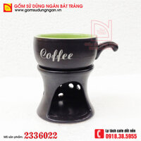 Bếp hâm nóng cafe bằng sứ men đen lòng xanh