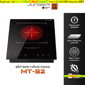 Bếp hồng ngoại dương 1 vùng nấu Junger MT-92