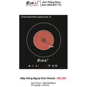 Bếp hồng ngoại âm 1 vùng nấu Romal RE-03C