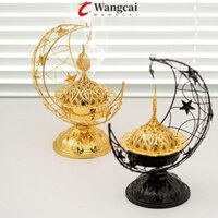 Bếp hương liệu lưỡi liềm WANGMCAI, Kim loại Tinh tế Trung Đông Lư hương, Hộp đựng hương cầm tay màu đen Tiệc tối Nhà hàng