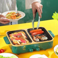 Bếp Lẩu Nướng 2 in1 Điện Đa Năng Hàn Quốc Melli Nồi Lẩu Nướng 2 Ngăn Chống Dính Cao Cấp Tiện Lợi Công Suất Cao 300W.....