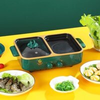 BẾP LẨU NƯỚNG 2 NGĂN HÀN QUỐC, NỒI LẨU 2 IN 1 SIÊU CHỐNG DÍNH ĐA NĂNG