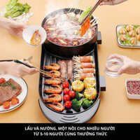 Bếp lẩu nướng BBQ 2 dây nguồn riêng Unika G867 không khói công suất 3000W