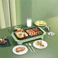 Bếp lẩu nướng điện 2 trong 1, Nồi điện đa năng không khói, Nồi lẩu nướng dung tích lớn dùng cho gia đình