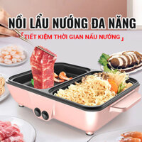 Bếp Lẩu Nướng Điện 2in1 Đa Năng Khay Chống Dính Có Thể Tháo Rời Vệ Sinh Dễ Dàng - Nồi Lẩu Nướng Điện Đa Năng Tiện Lợi