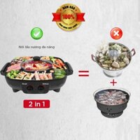 Bếp Lẩu Nướng Điện Đa Năng PC-8007 Chống Dính 2 Nút Chỉnh Nhiệt Độc Lập  - Bảo Hành 12 tháng