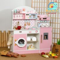 BẾP NẤU ĂN MÀU HỒNG CÓ MÁY PHA CAFE CAO 105CM | 𝐒𝐇𝐎𝐏 𝐌𝐄 𝐎𝐂 - ĐỒ CHƠI GỖ